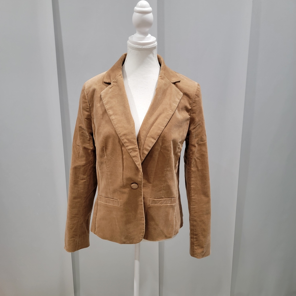 New York & Company Women's Camel Corduroy Single-Button Blazer